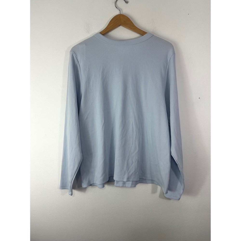 Old Navy Snug Tee Womens 3X Light Blue Pullover Crew Ribbed Casual Stretch Top - Picture 3 of 5